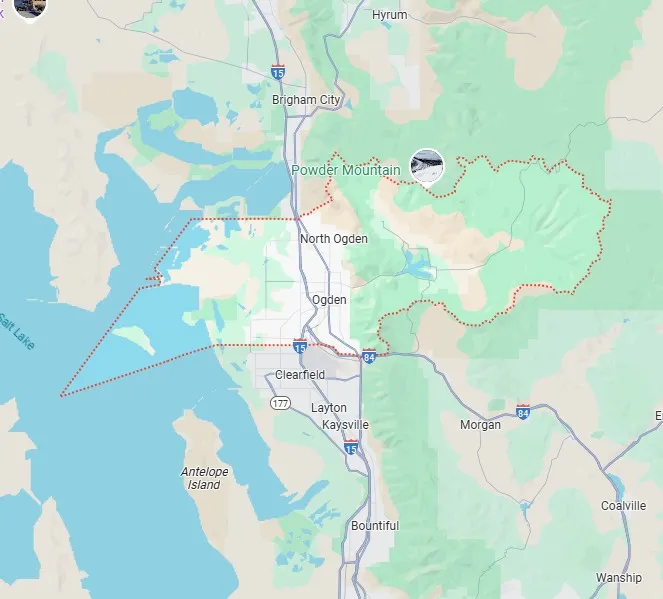 Map of Weber County, Utah, pest control service area for Bliss Pest Services