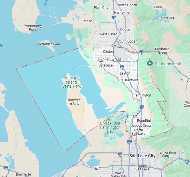 Map of Davis County, Utah, pest control service area for Bliss Pest Services